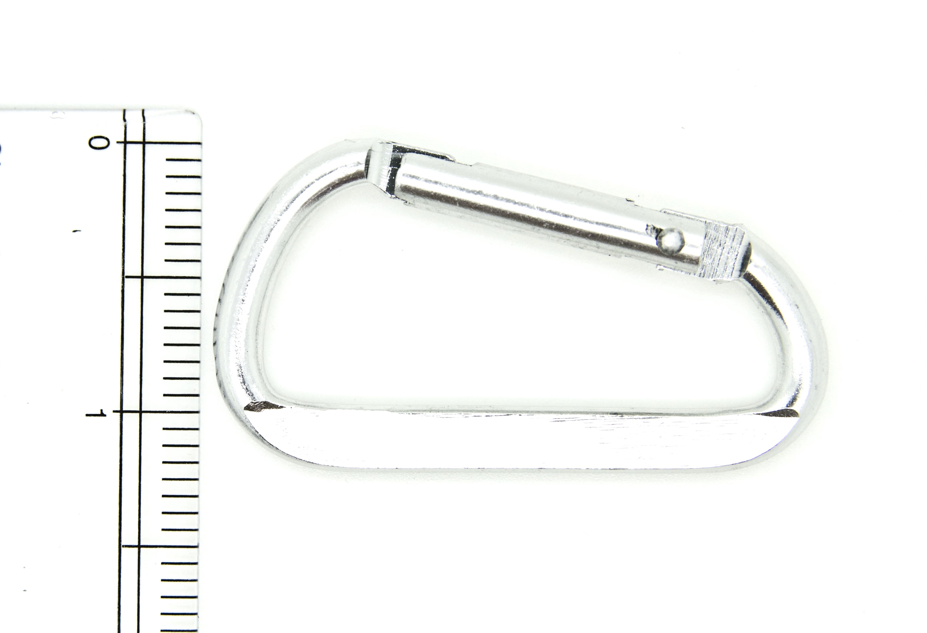 100 pcs - 2.25 inch Silver Aluminum Carabiner D Shape Flat Edge, Keychain Clip, Spring Snap Key Chain Clip Hook