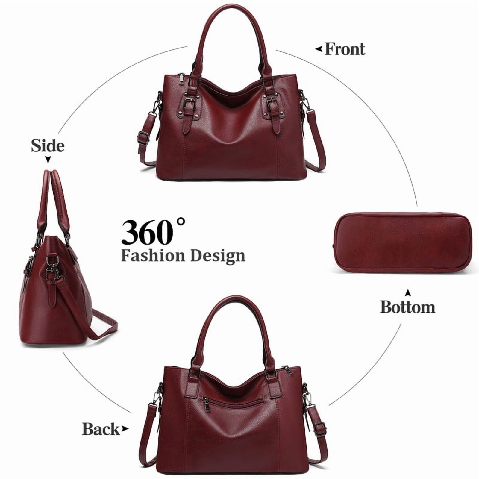GAEKEAO Satchel Handbag for Women with Shoulder Strap Medium Top Handle Purse Crossbody Bag Soft Leather Work Tote