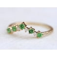 thumbnail image 2 of Green tourmaline cluster ring, Curved wedding band, Tourmaline band, cluster wedding band, Tourmaline stacking, Green tourmaline ring, 2 of 8