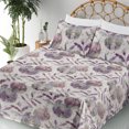 thumbnail image 3 of Ambesonne Botanical Fitted & Flat Sheet with Sham 3 Pcs Set, Grunge Leaves Circle Art, Twin XL, Blue Violet and Pale Eggplant, 3 of 5