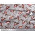 thumbnail image 3 of Soimoi Tissu en Coton Canard Feuilles & Roses Imprimé Floral 1 Yard 56 Pouces de Large, 3 of 3