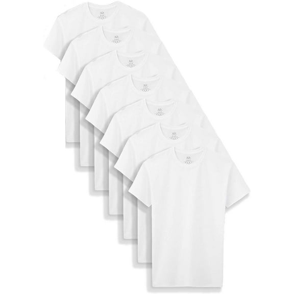 Fruit of the Loom 7-Pack Boys White Crew T-Shirts B7P525B Large 14-16