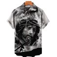 thumbnail image 3 of Camisetas gráficas de Jesucristo para hombres, ropa con estampado 3D, camisas hawaianas de playa, camisetas de manga corta Y2K, ropa vintage, blusa con solapa, 3 of 5