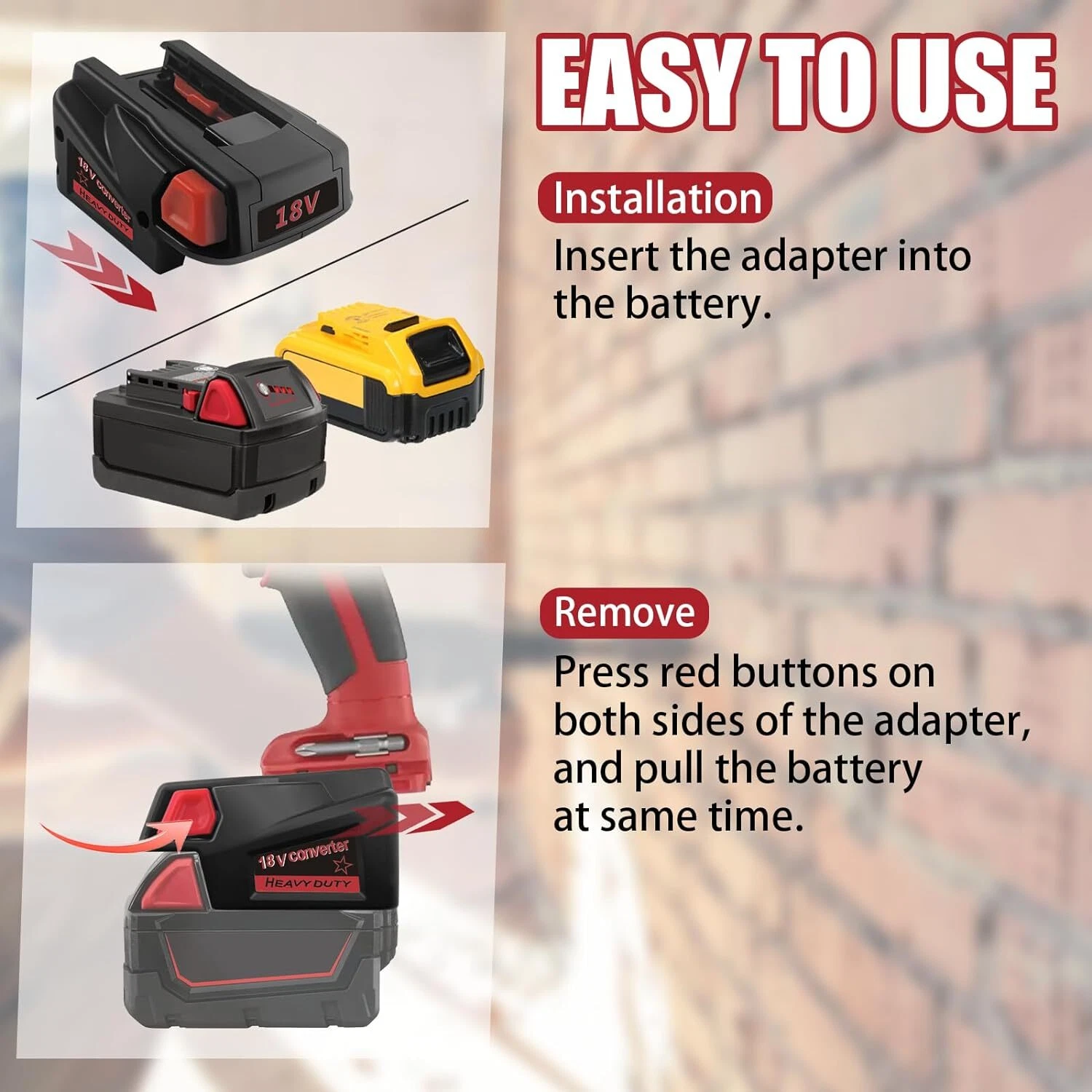 Battery Adapter for Milwaukee for Dewalt 18V Li-ion to For Milwaukee 18V NI-CD