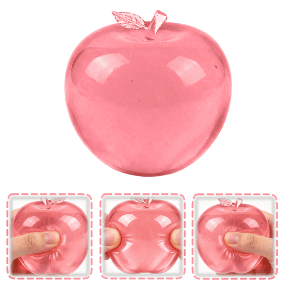 Apple Squishy,Pink Apples Squishy Shaped Stress Balls,Slow Rebound Clear Fruit Squeeze Fidget Toy Anxiety Relief Soft Stress Ball Pinch Sensory Toy