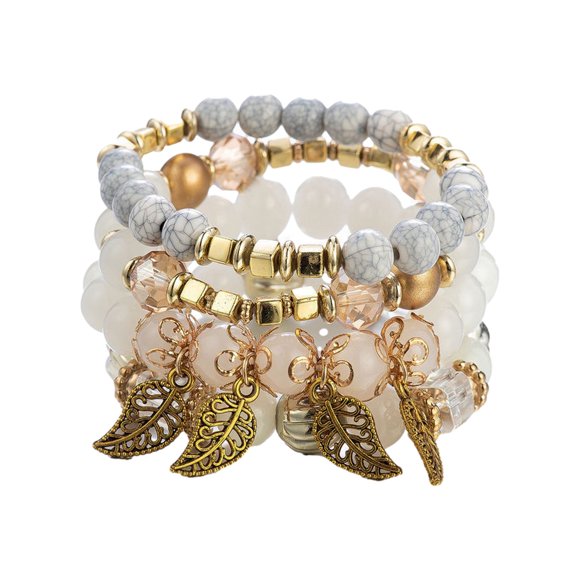 Bohemian Jewelry Accessories Creative Multilayer Glass Bead Bracelet Leaf Bracelet JewelryThe Best Gift for A Loved One