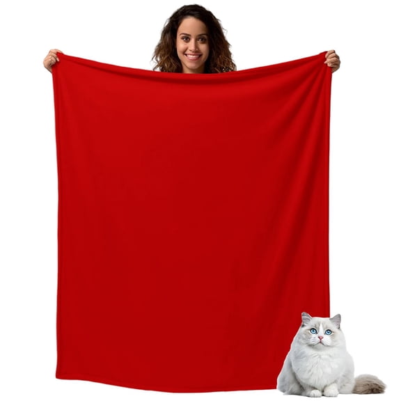 Throw Blanket for Couch, Christmas Red Soft Cozy Warm Flannel Blanket 30x40in, Simplistic Lightweight Fleece Throw Blankets for Sofa Bedroom Office All Season Use