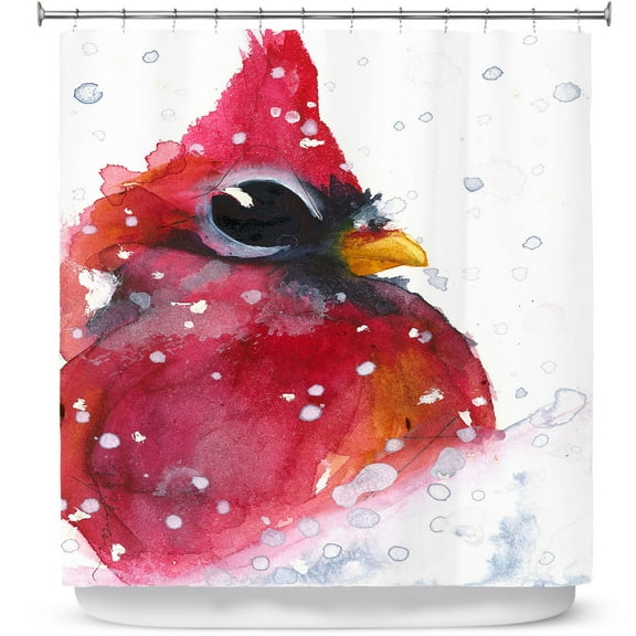 Shower Curtains 70" x 84" from DiaNoche Designs by Dawn Derman - Snowy Cardinal
