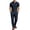 Dark Blue, variant on Dressy Two Piece Set for Knitted Short Sleeve Shirt & Pants Business Casual Office Outfit Spring Summer 2 PC Sets Black S