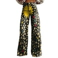 thumbnail image 2 of Women's Casual Pants Women'S Vintage Flower Print Casual Wide Leg Pants,Yellow Women's Casual Pants M, 2 of 4