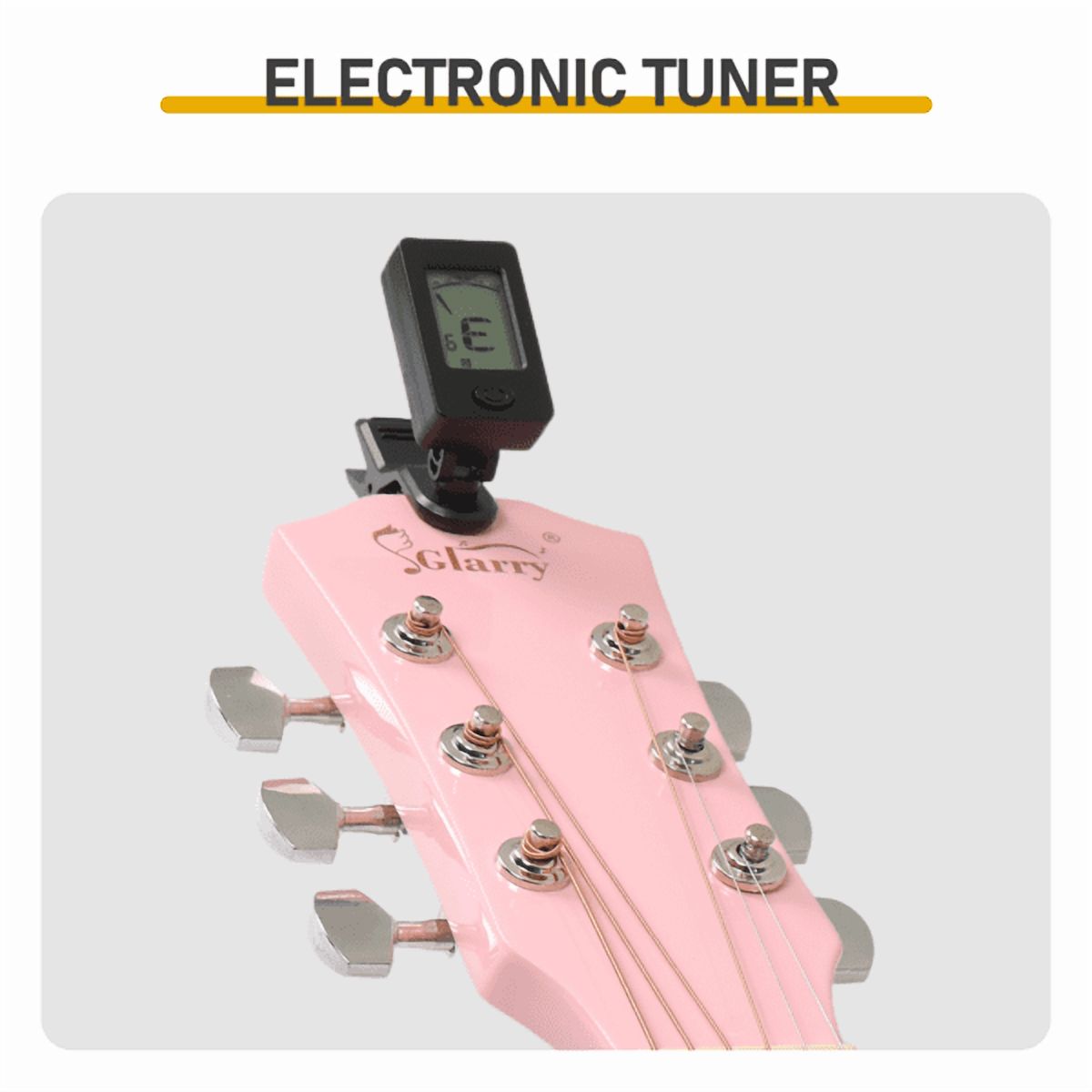 Pink 41-inch Dreadnought barrel-shaped cutaway acoustic guitar with pick, strings, capo, gig bag, tuner, wrench tool, and shoulder strap