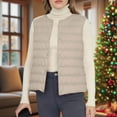 thumbnail image 6 of gbyLJF Womens Lightweight Down Vest Solid Color Round Neck Sleeveless Quilted Puffer Jacket Winter Outwear Waistcoat, 6 of 7