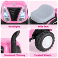 thumbnail image 3 of TLSUNNY 6V Kids Ride On Tractor, Battery Powered Vehicle with Detachable Trailer, Lights, Music Player, Horn, Pedal Drive, 3 of 9