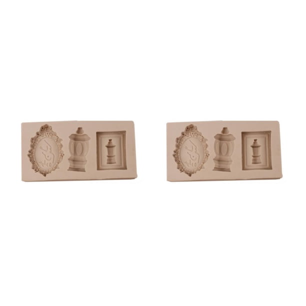 Monstrate Molde de pastel de Fondant, molde de estilo Vintage europeo, moldes de decoración de pasteles, herramienta decorativa, panadería Gris claro 2piezas