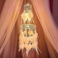 thumbnail image 2 of Decoración de atrapasueños con cadena de luces LED cálidas para colgar, luz blanca cálida cálida, Blanco / Rosa, 2 of 5