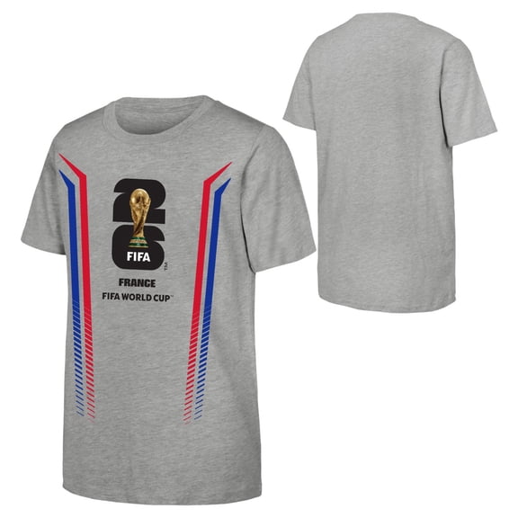FIFA World Cup 2026 Men's Gray Stripe France Soccer Graphic Tee