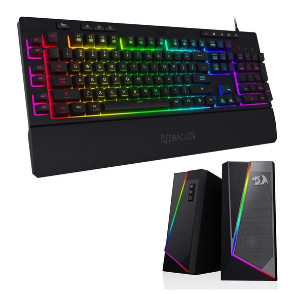 Redragon K512 Shiva RGB Backlit Membrane Gaming Keyboard GS520 RGB Desktop Speakers