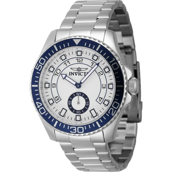 Invicta Men's Pro Diver 44 mm White Dial Blue Silver Stainless Steel Band Watch