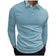 thumbnail image 2 of pstuiky Camisas de invierno de manga larga para hombre, Camisa de golf de manga larga con botones deportivos, informal, con cuello alto y barra vertical para hombre camisetas de hombre s, 2 of 6