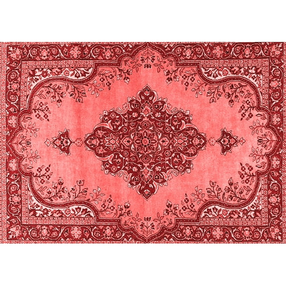 Ahgly Company Indoor Rectangle Medallion Red Traditional Area Rugs, 7' x 9'