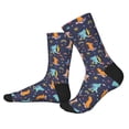 thumbnail image 2 of Xecao Cartoon Dinosaur Print Crew Socks for Men and Women, Men's Soft Moisture-wicking Sock, 2 of 7