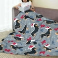 thumbnail image 6 of Cauagu Christmas Hat Dachshund Pattern Flannel Bed Blankets,Fleece Blanket Comfortable Air Conditioning Blanket for Sofa Bed Travel Couch & Living Room -80"x60", 6 of 8