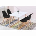 thumbnail image 2 of Modern Dining Table 5Pc Set, 47in. Dining Table and Faux Leather Upholstered Side Chairs with Wood Legs, Black, 2 of 7