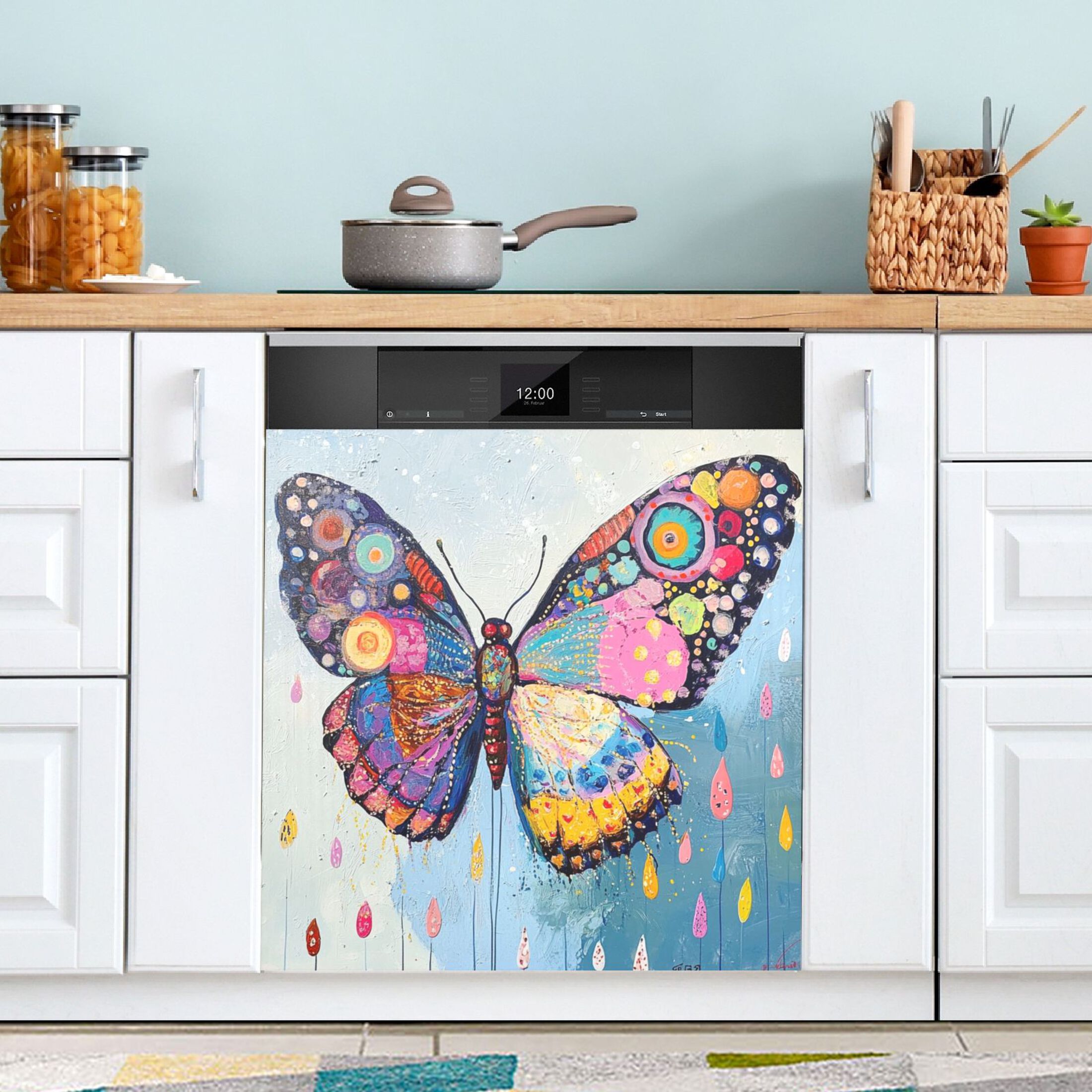 Dishwasher Magnetic Sticker 23x26 Inch Refrigerator Magnetic Sticker Washing Machine Magnetic Sticker Kitchen Panel Magnetic Sticker Home Decor Cool Colorful Butterflies