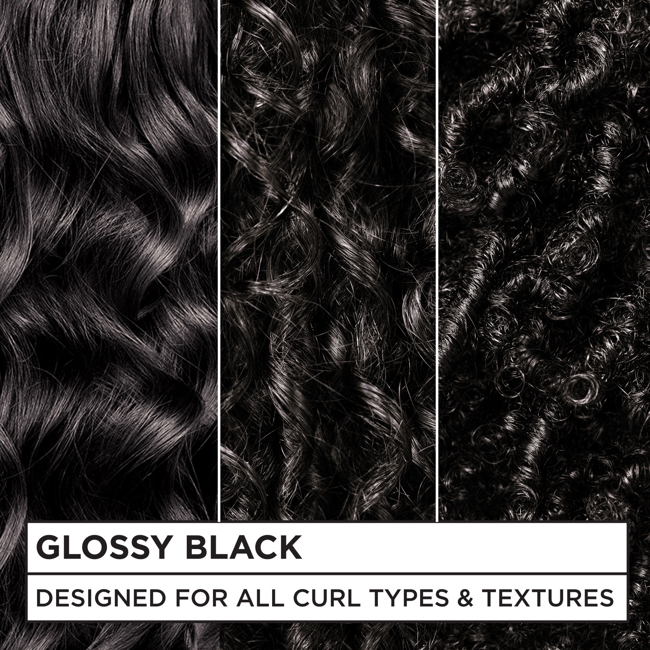Garnier Nutrisse 0% Ammonia Glossy Curl Nourishing Permanent Hair Color Kit, CR1 Glossy Black, 1 Kit