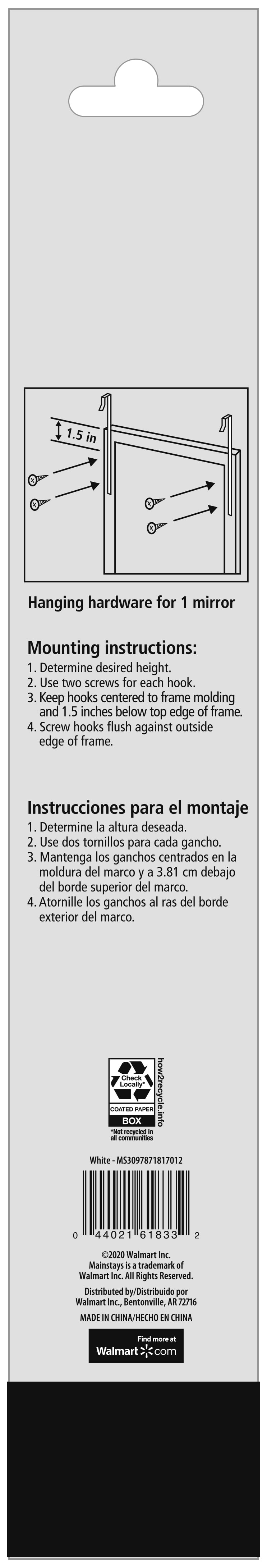 decorative over the door hangers on Mainstays Mirror Over The Door Hooks Walmart Com Walmart Com