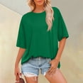 thumbnail image 2 of bbyeadc Women's Green T Shirts Loose Fit Short Sleeve Tees Crew Neck Solid Color Summer Tops 2025 Casual | Green, S, 2 of 5