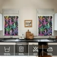 thumbnail image 3 of Tie Dye Weed Aesthetic Kitchen Curtains 3-Piece Set, Small Window Curtains with Valance, Semi-Sheer Farmhouse Tier Panels for Bathroom, 3 of 5