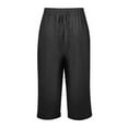 thumbnail image 6 of JJHGVB Cotton Linen Capris for Women Wide Leg Capri Dress Shorts for Women Womens Long Shorts Pedal Pushers for Women Bermuda Shorts Beach Boho Pants Elastic Waist Shorts Baggy Shorts Women Black 3XL, 6 of 6