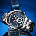thumbnail image 3 of CURREN 8355 Reloj de cuarzo clásico de lujo para hombre, resistente al agua hasta 3 ATM, caja grande, esfera grande, luminoso, plateado, 3 of 5