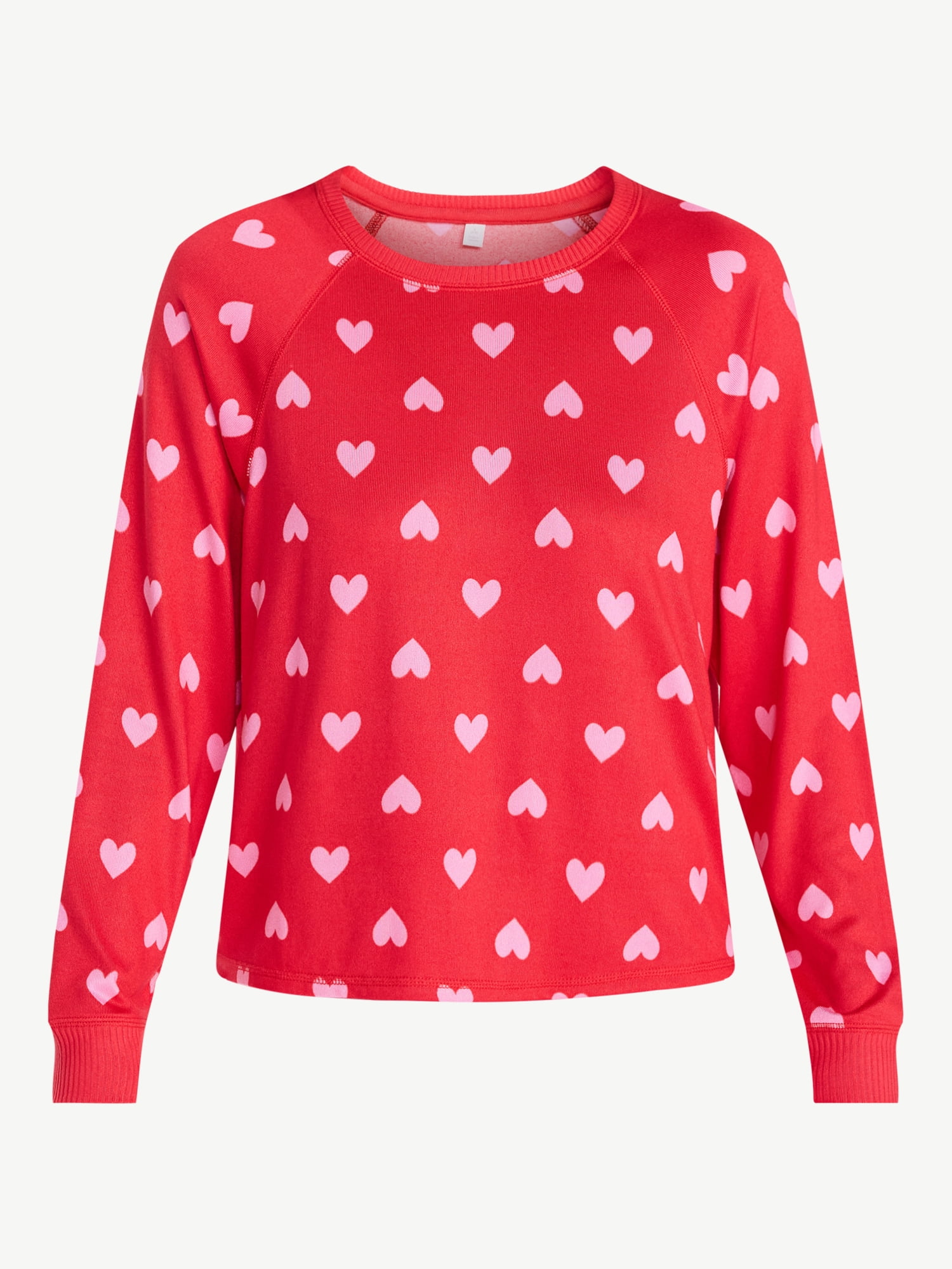 Joyspun Women's Cozy Lounge Collection Hacci Knit Long Sleeve Sleep Top, Sizes XS to 3X
