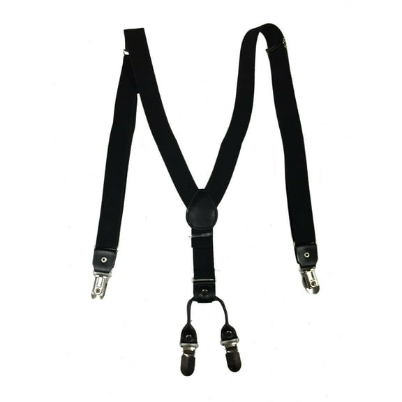 4-Clips Black Suspenders Adults Men Women Teens Wedding Formal