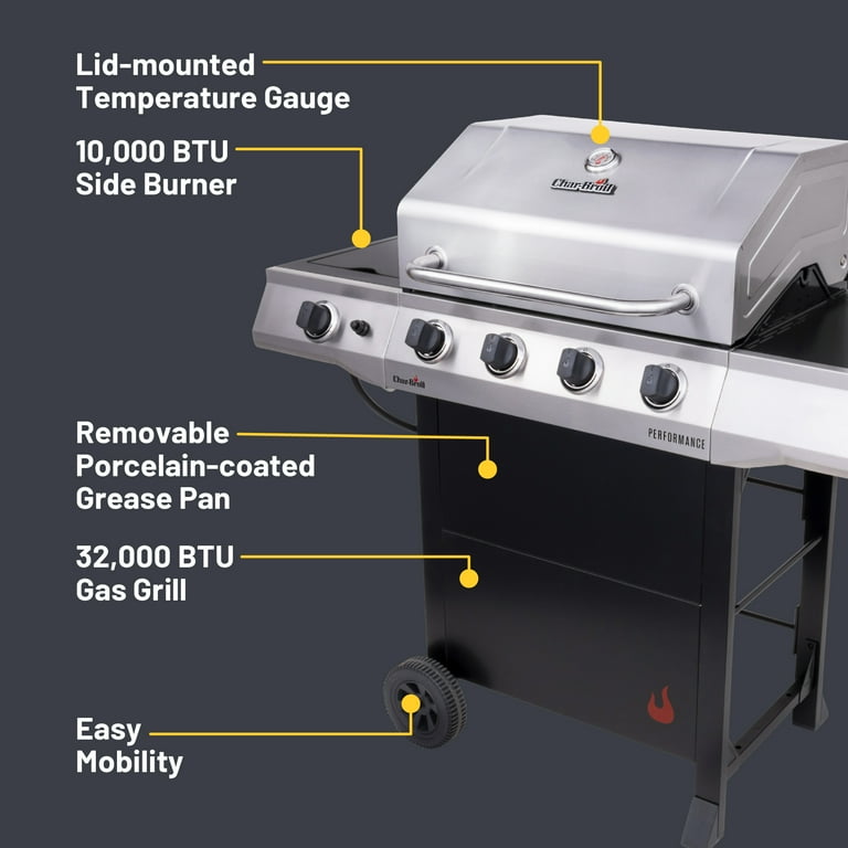 Char-Broil Performance BBQ 4-Burner Propane Gas Grill with Side