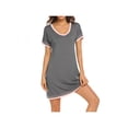 thumbnail image 2 of Womens Summer Nightgowns Short Sleeve Sleepwear Cotton Crewneck Nightdress Comfy Sleepshirt Woman Short Sleeve Sleep Dress, 2 of 5