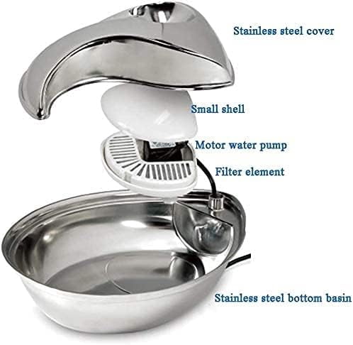 RKXQT Cat Water Fountain Stainless Steel,Pet Fountain Dog Water Dispenser, Pet Drinking Fountain with Replacement Filters for Cats Dogs, Automatic Cat Dog Fountain