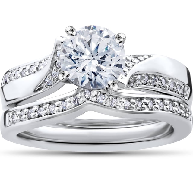 Women's 3/4ct Round Genuine Diamond Engagement Bridal Ring Set Solid 14K