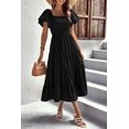 thumbnail image 5 of Women's Summer Short Puff Sleeve Smocked Dress Square Neck Long Dresses, 5 of 6