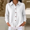 thumbnail image 2 of GUACER Tops for Women Waffle Knit Long Sleeve Button Down Collared Button-Down Shirts, 2 of 7
