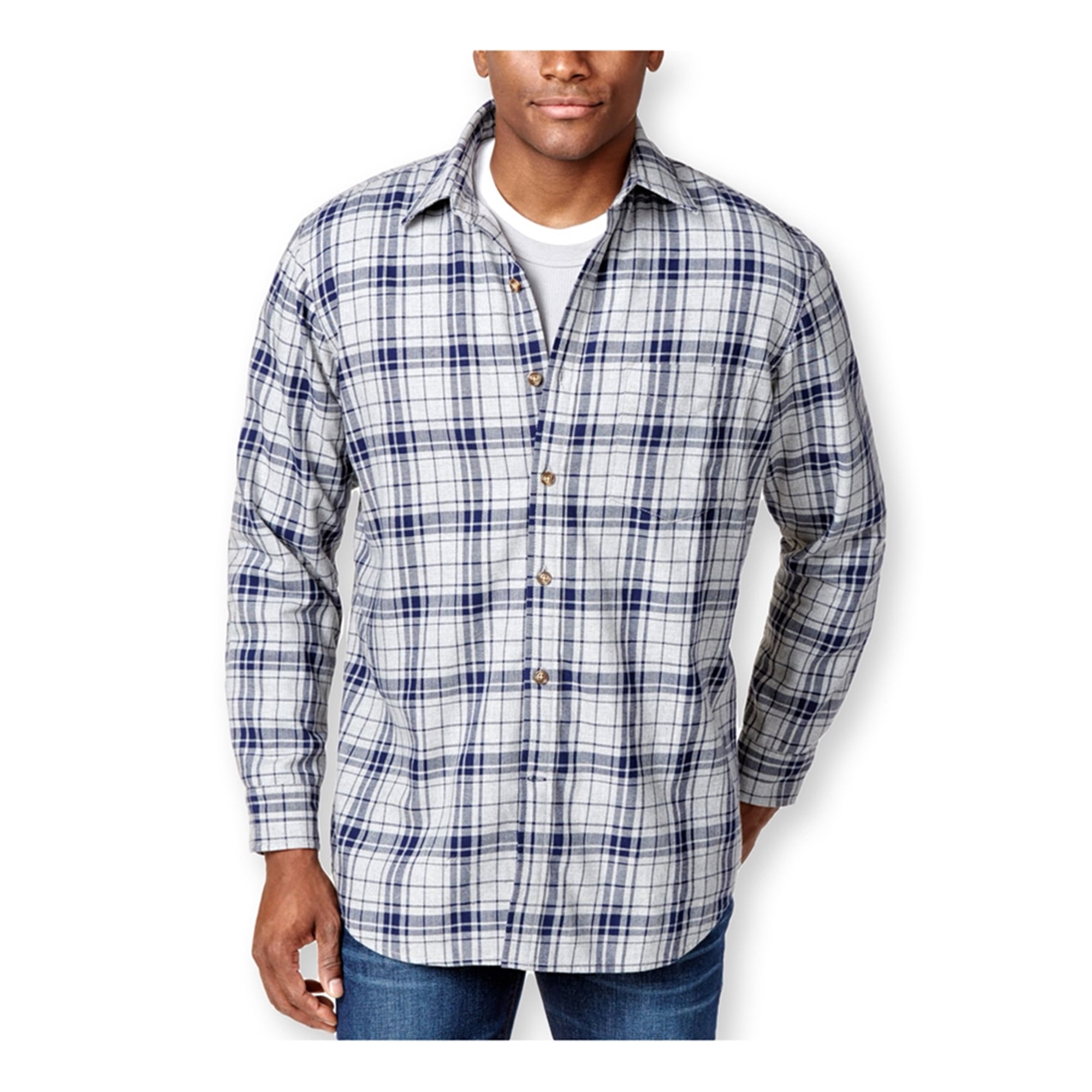 Club Room Mens Plaid Shirt Jacket, Blue 