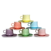 Espresso Turkish Coffee Cups with Saucers  12-Piece Multicolored Arabic Coffee Cup Set with gift box - 2 oz each
