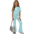 thumbnail image 6 of Fnooota Girls Summer Outfit Sets, Short Sleeve Gifts Casual Kids' Casual Clothing Sets Mint Green Size 12, 6 of 6
