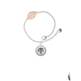 thumbnail image 2 of Delight Jewelry Silvertone Domed Black BSN - Rose Goldtone Leaf Delicate Bracelet, 6.25+1.75", 2 of 4