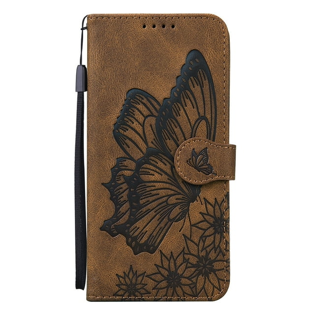 Case Slim Premium Leather Flip Wallet with Card Holder Magnetic Closure Protective Phone Case Cover for iPhone,Brown