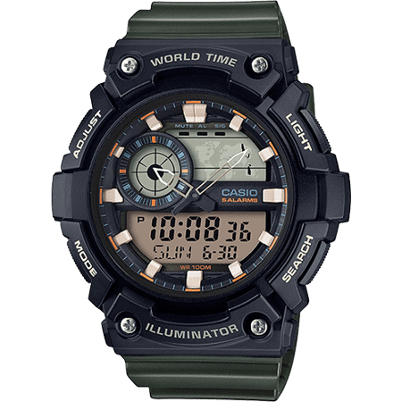 casio world time green