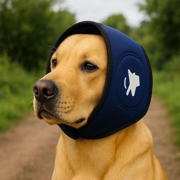 Dog Ear Muffs Noise Protection with Noise Cancelling Pads, Adjustable Calming Fit for Fireworks, Thunder, Grooming & Bathing Blue L