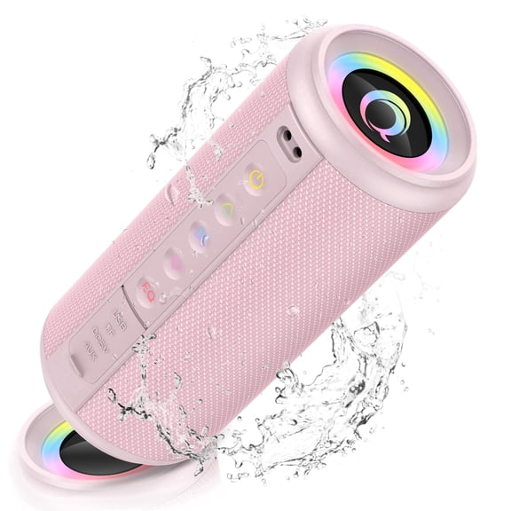 Cillso Portable Bluetooth Speaker, 2026 Bluetooth 5.4, 20W HD Stereo Sound, 20H Playtime, RGB LED Lights, IPX7 Waterproof, TWS Pairing, Wireless Outdoor Speaker for Home, Party, Camping (Pink)